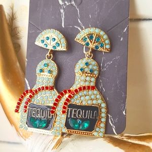 "On Tuesdays, We Wear Tequila" Drop Earrings - NEW! Aqua, Gold & Red RARE Colors